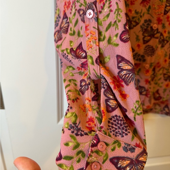 Coral Bay button down long fancy sleeves BUTTERFLY design size XL - Picture 6 of 9